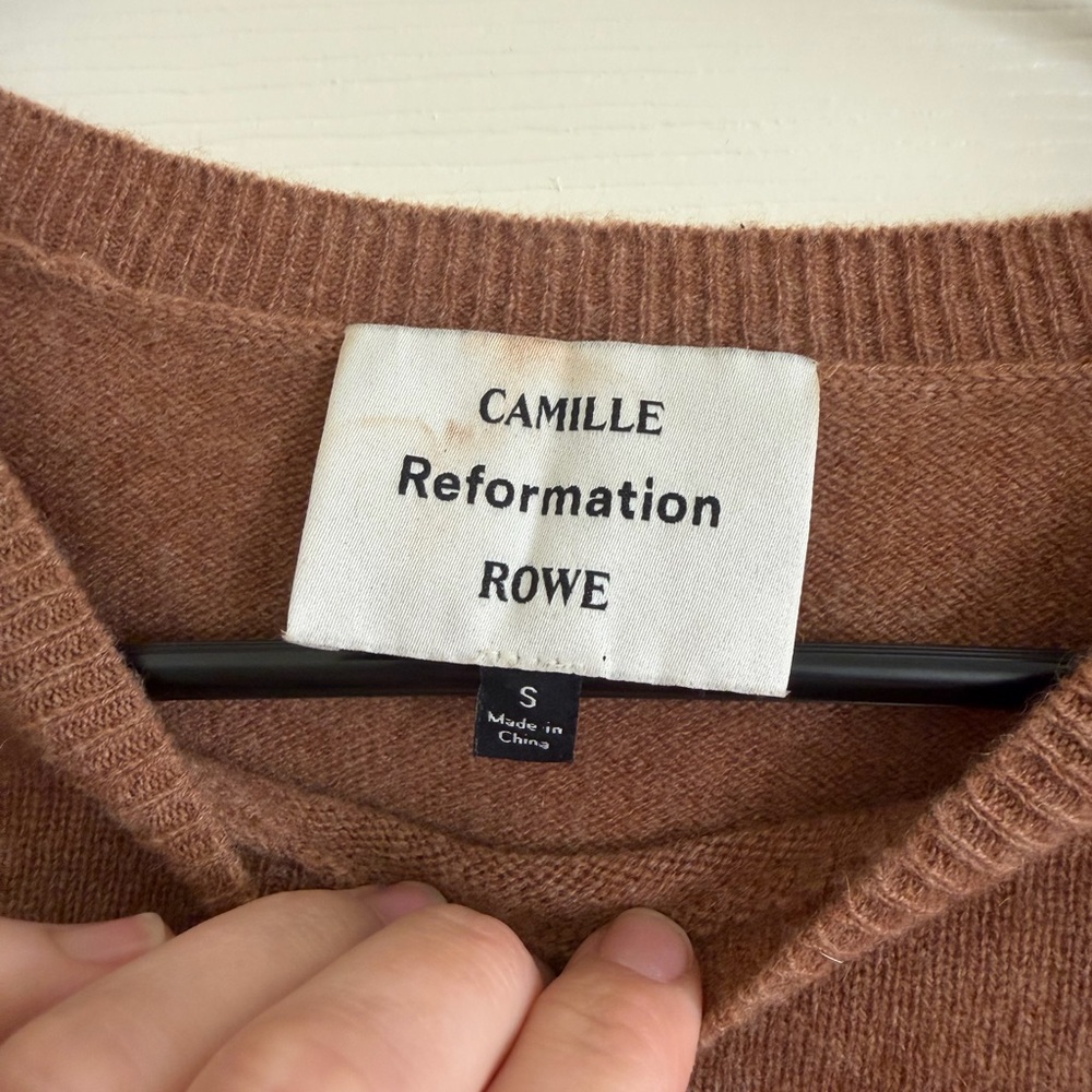 Reformation Camille Rowe Brown Cashmere Sweater